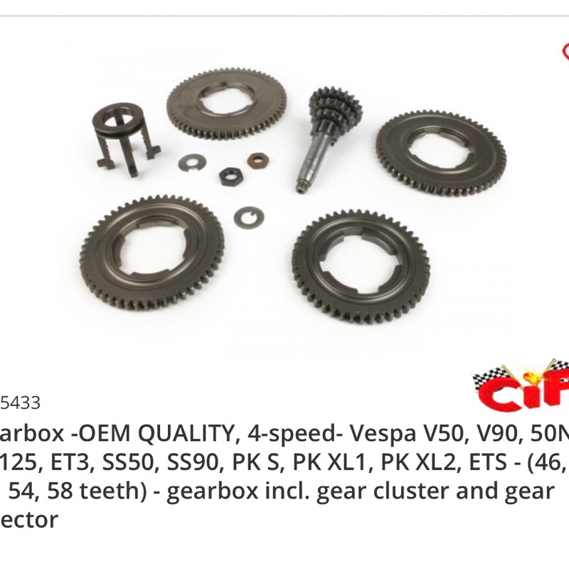 4 speed Cif vespa pts special Pk original bukan newtech