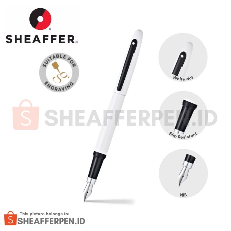 

Sheaffer® VFM Gloss White Lacquer Featuring Black Trim Fountain Pen
