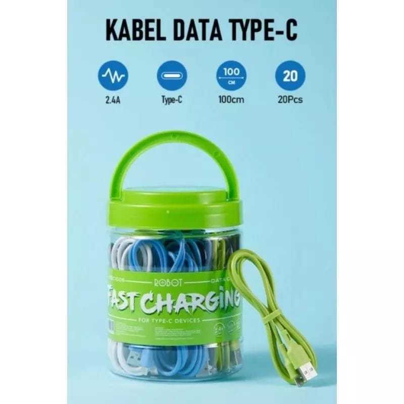 Aa*  ROBOT Kabel Data Type C RBC100S Charger HP Quick Charging 2.4A Cable Tipe C Tepsi