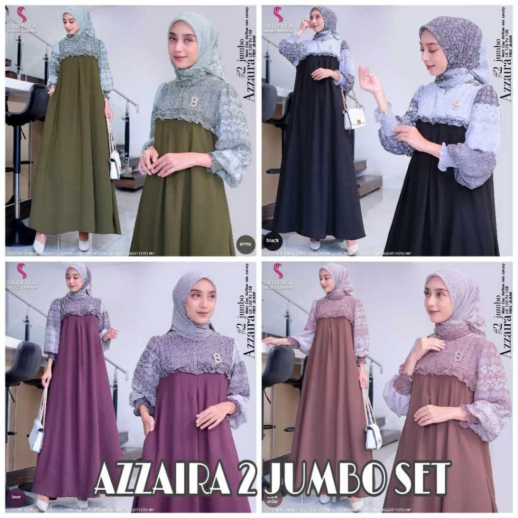 azzahra#2 maxy jumbo ld 120 pakaian baju gamis longdress long dress dres maxi syari polos polka big 