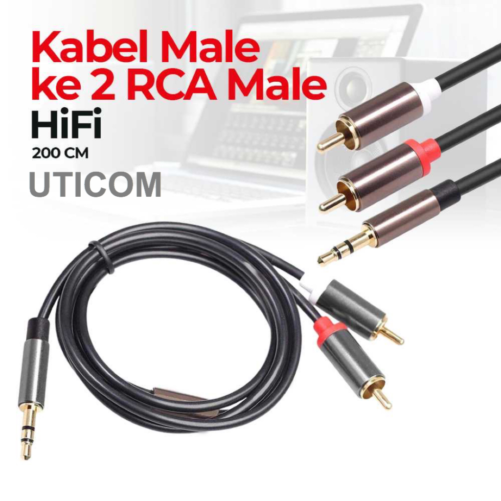 Kabel audio jack 3,5mm to rca 2 male 2 meter