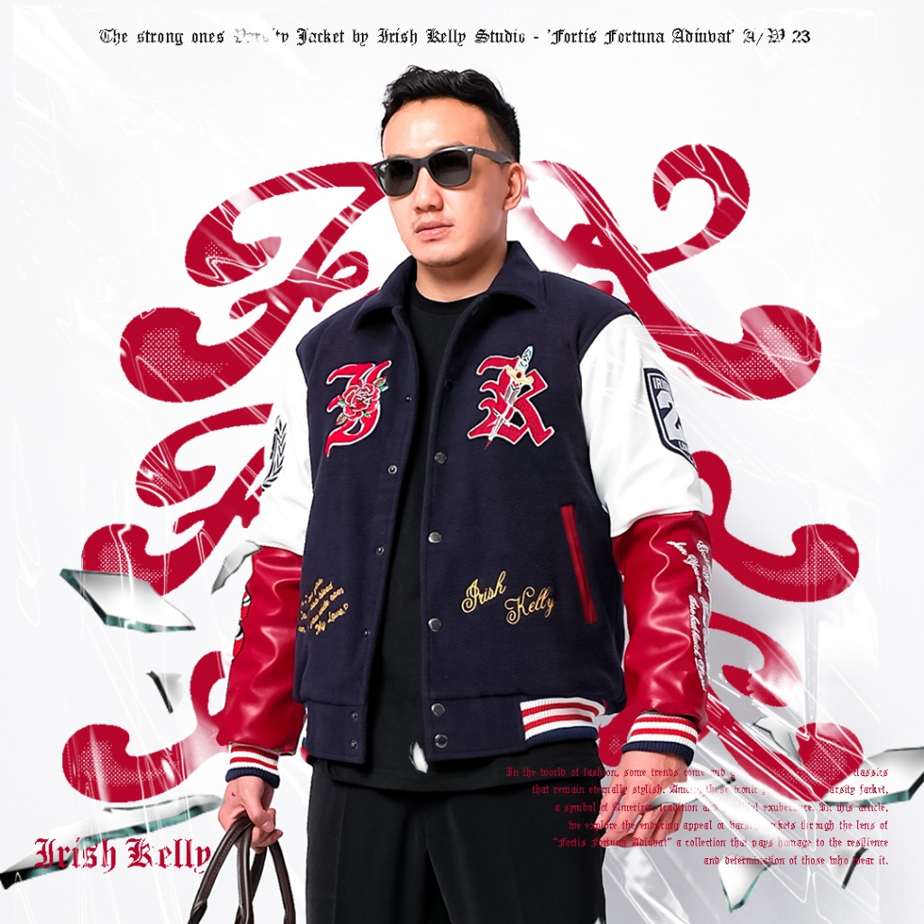 Irish Kelly FORTIS FORTUNA ADIUVAT Varsity Jacket | Jaket Varsity