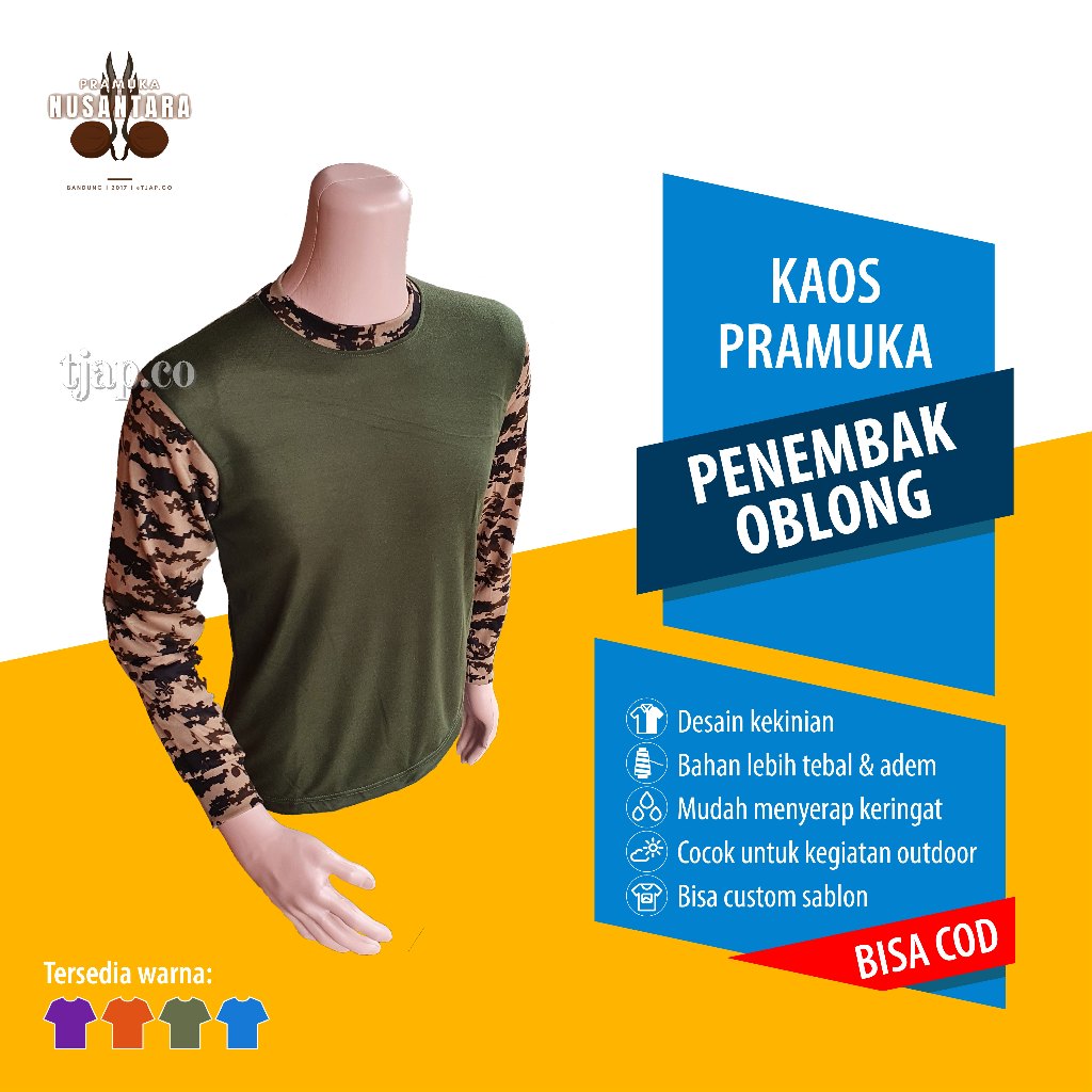 Baju kaos Lapangan Loreng Pramuka Guru Pria dan Wanita - Penembak Hijau