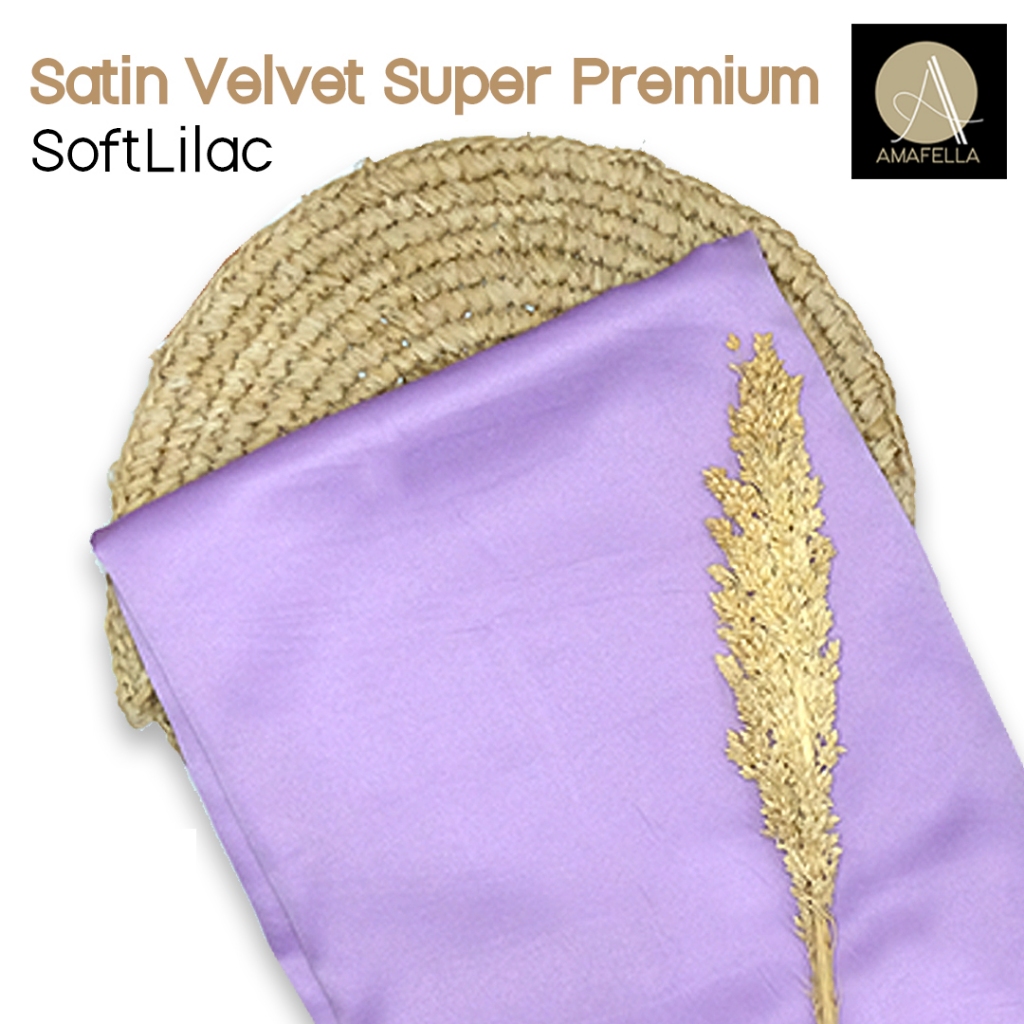 1/2 meter Kain Satin Velvet Super Premium Bahan Bridesmaid Seragaman Warna Soft Lilac