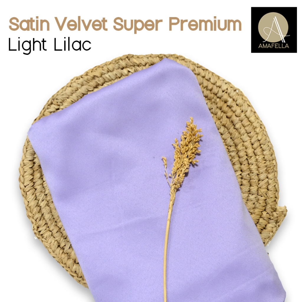 1/2 meter Kain Satin Velvet Super Premium Bahan Bridesmaid Seragaman Warna Light Lilac