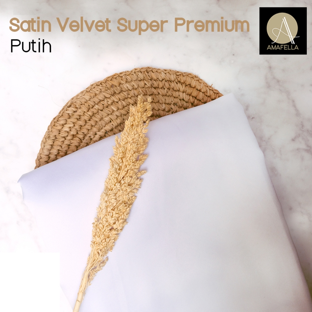 1/2 meter Kain Satin Velvet Super Premium Bahan Bridesmaid Seragaman Warna Putih