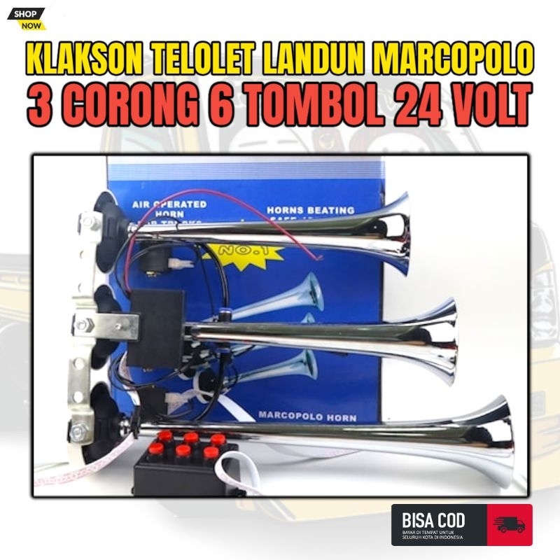 Klakson Kelakson Mobil Telolet 3 Corong 6 Tombol Landun Marcopolo Truk 24 Volt Fuso Hino Quester Bus