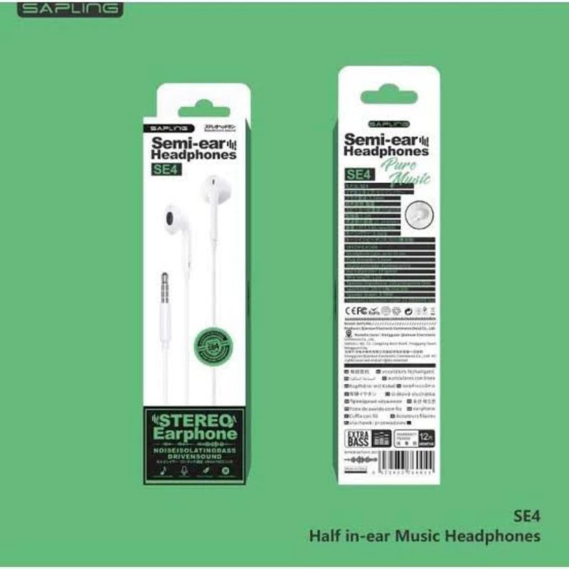 Handsfree Sapling SE-4 Semi-ear Headphones Stereo Earphone