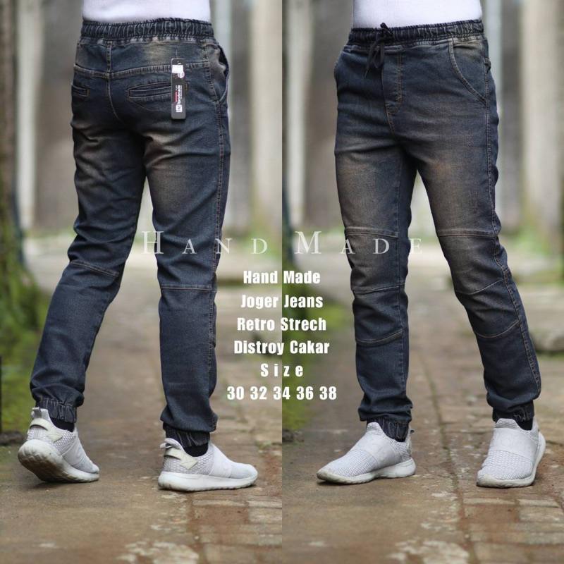 SZ 30-38 & 40-44 CELANA JEANS JOGER PRIA BIG SIZE PINGGANG KARET