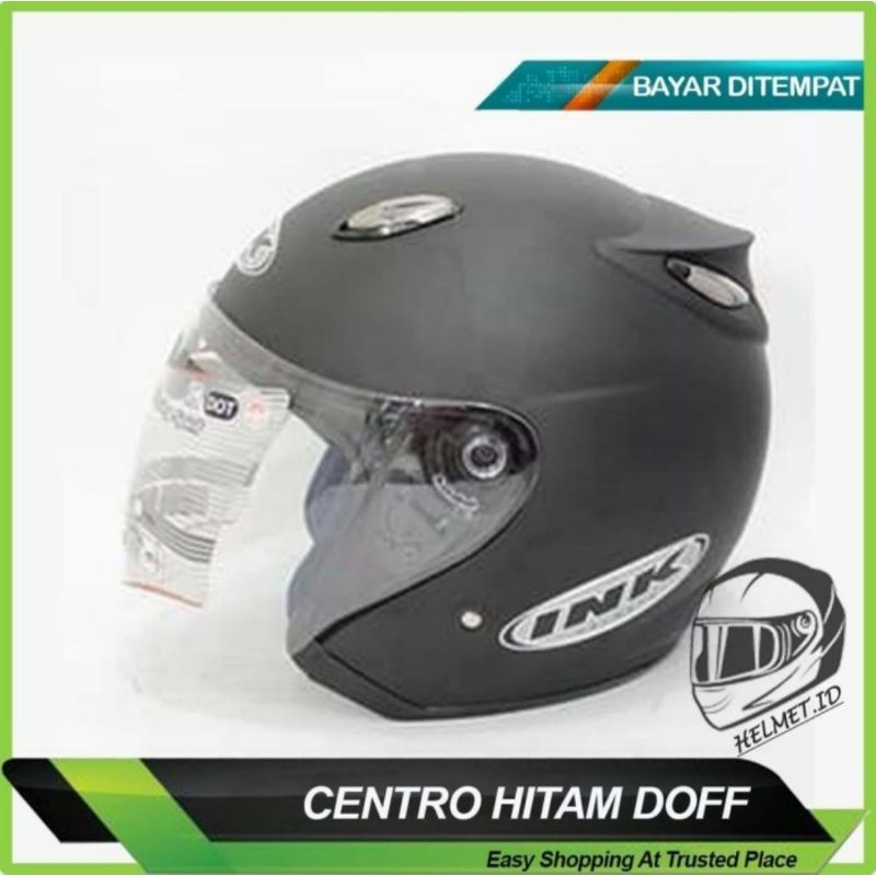 HELM CENTRO HALF FACE HITAM DOF FREE STIKER INK