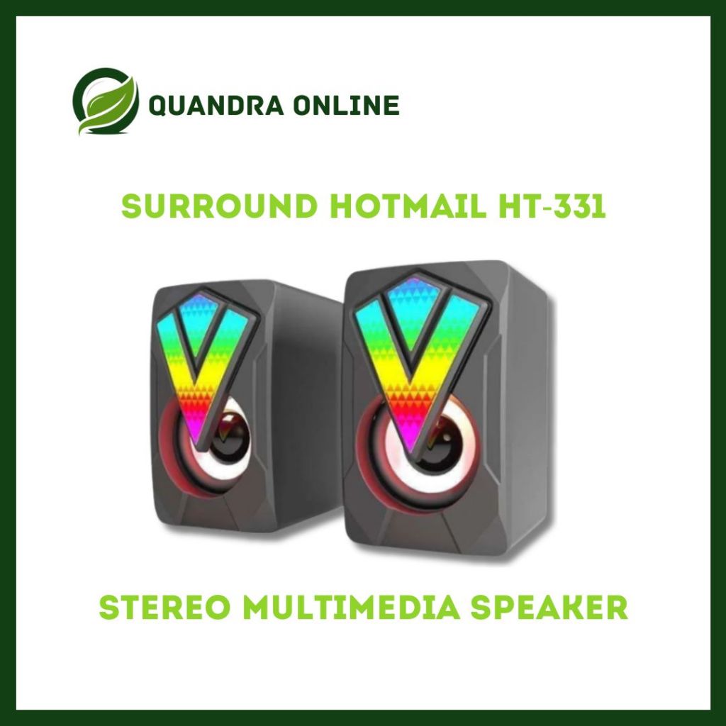 Speaker Multimedia Rainbow USB 2.0 Stereo Surround Hotmail HT-331 for Laptop PC Gaming