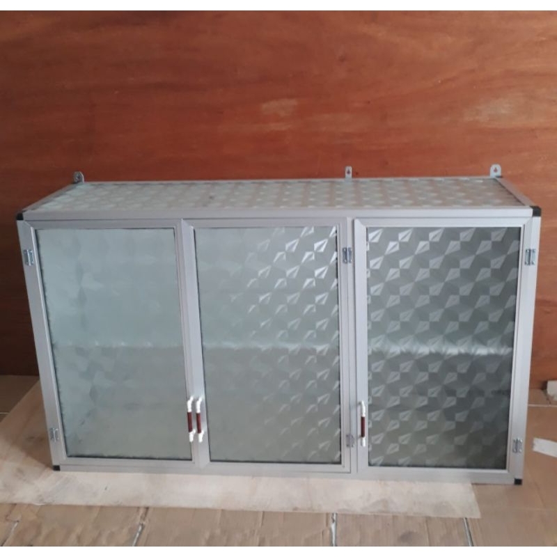 rak lemari gantung kitchen set atas aluminium kaca