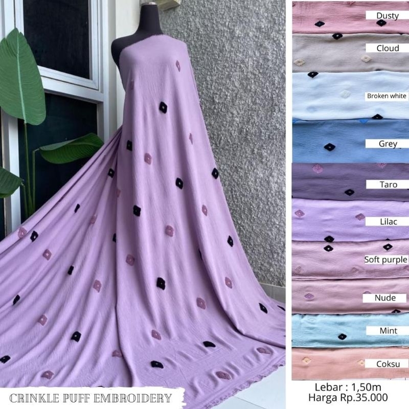 {TERBARU} Crinkle Pom Pom Segiempat & Segitiga | Harga Per 0,5 meter | Cey Airflow Embroidery | Zahr