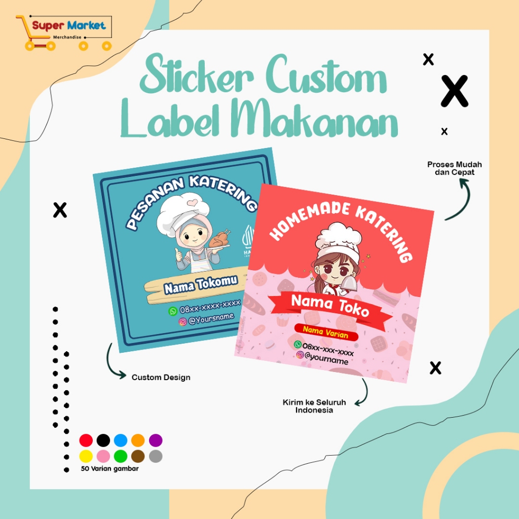 

[BACA DESKRIPSI] CETAK STIKER LABEL KOTAK MAKANAN / STICKER KUE ROTI / STIKER KOTAK MAKAN CUSTOM / STIKER LOGO KEMASAN / LABEL STIKER CATERING