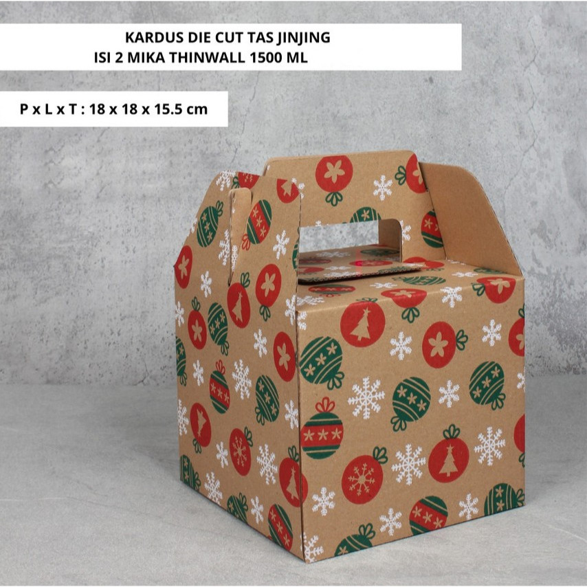 

(Isi 10pcs) Box Hampers Tenteng Gable Box Isi 2 Kotak Makan Mika Thinwall 1500ml Kardus Hampers Bingkisan Natal