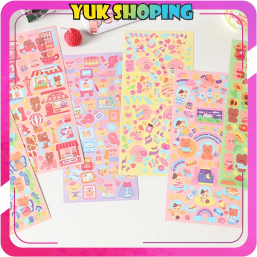 

✧YUKSHOPING✧ Sticker Waterproof Kartun Bear Rabbit Hologram Stiker Motif Beruang Dan Kelinci Korea Anti Air S092