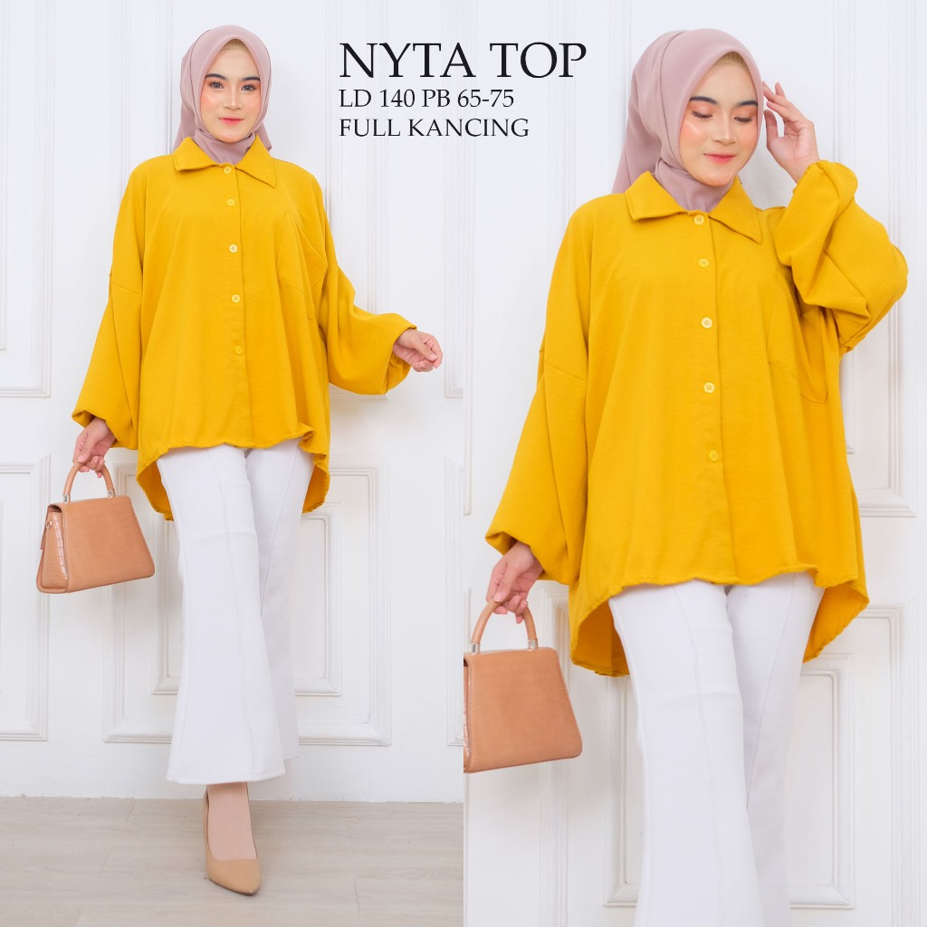 Tunik Atasan Kemeja Wanita Polos Super Besar Jumbo LD 110 120 140 Bahan Crinkle Airflow Adem Dingin 