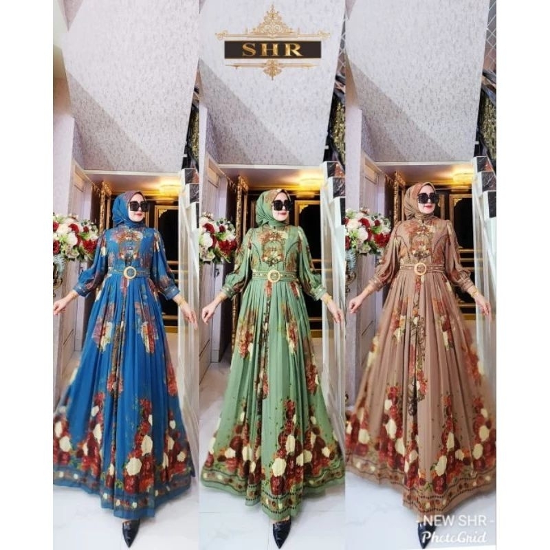 ready gamis plisket bunga 100% ORI SHR