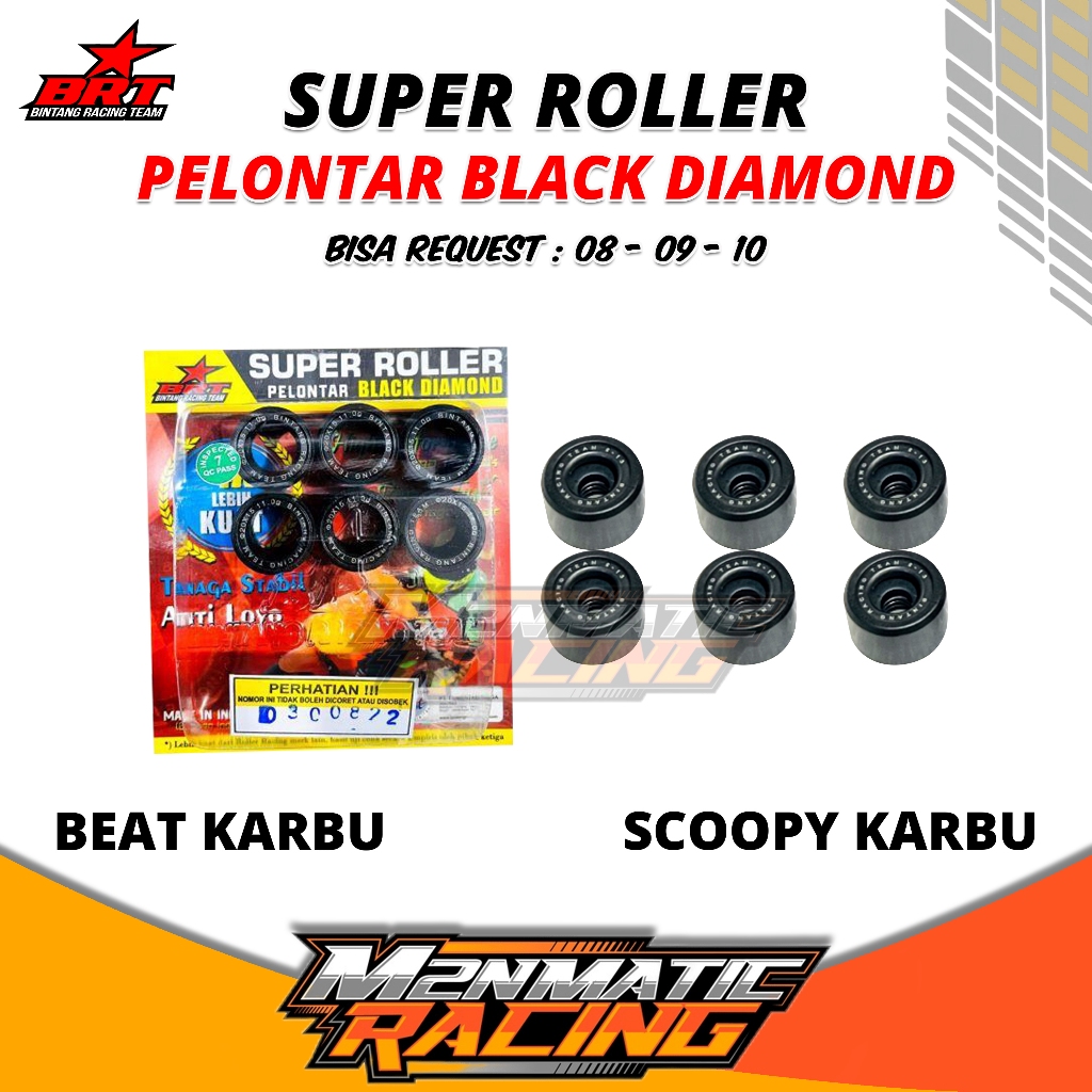 ROLLER BRT SCOOPY KARBU ROLLER TEFLON BEAT 9 GRAM RACING ROLLER BLACK DIAMOND BRT