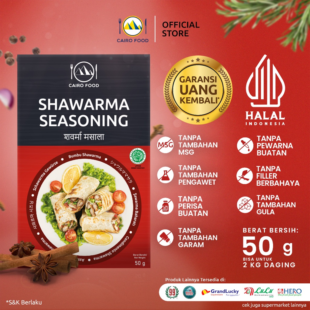 

Bumbu Shawarma Sehat – Tanpa MSG, 100% Rempah Murni | Cairo Food