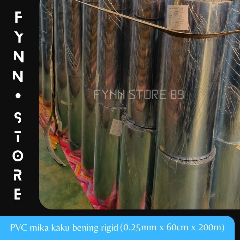 

PVC Mika kaku bening rigid tebal 0.25mm x 60cm x 200m dijual per roll