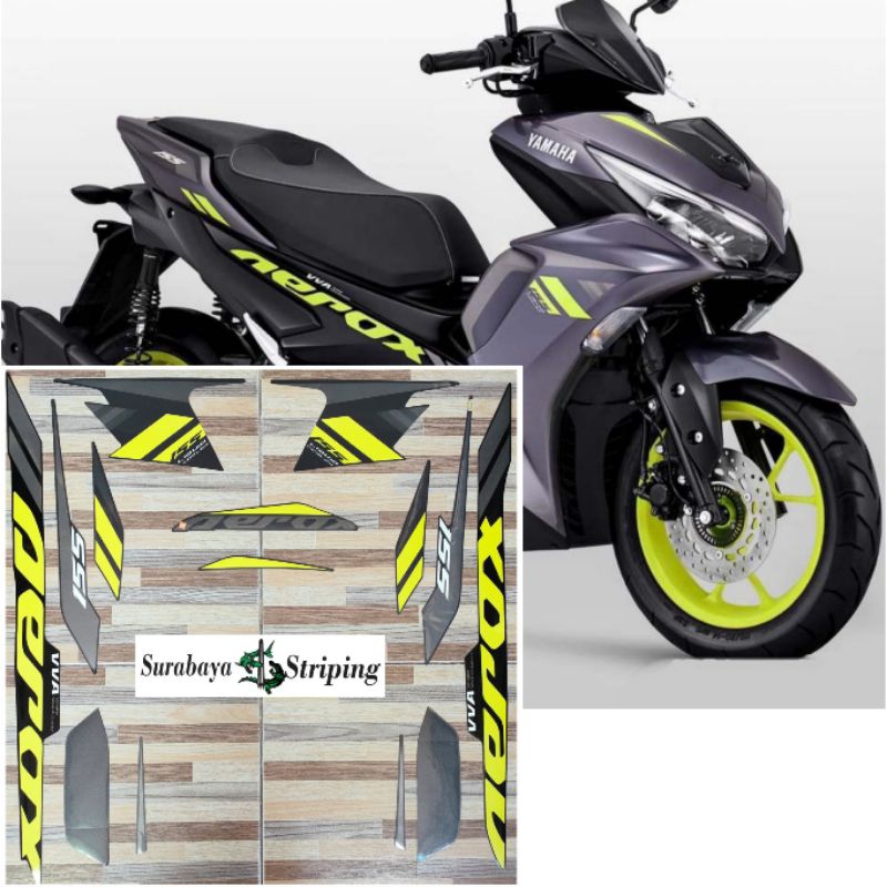 Striping sticker Yamaha 155 Aerox grey kuning tahun 2021