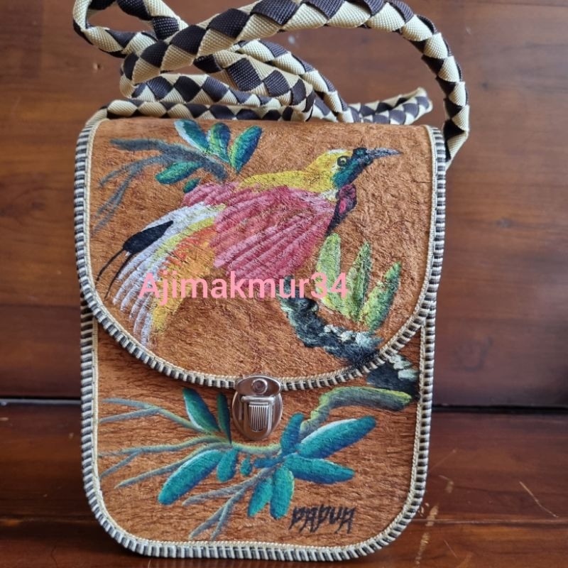 Tas papua/ Tas kulit kayu lukis/ Tas lukis papua/ Tas aesthetic/ Tas unik