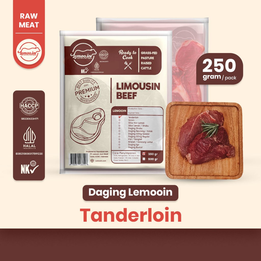 

Daging Sapi Lokal Premium Tenderloin Lemooin 250 gram