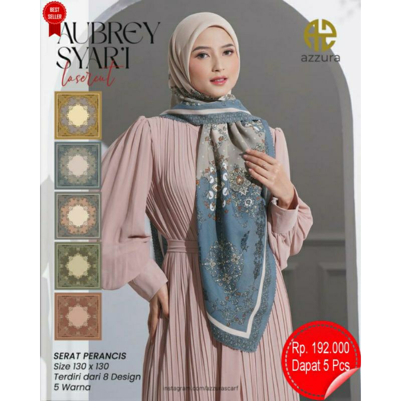 [Grosir/5Pcs]Segiempat Syar'i Aubrey Motif Laser Cut