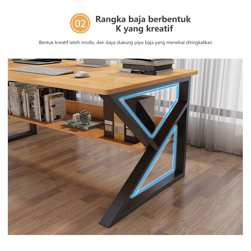 SAKULA Meja Komputer Dengan Partisi Hitam (A122a 120cm×60cm)-6