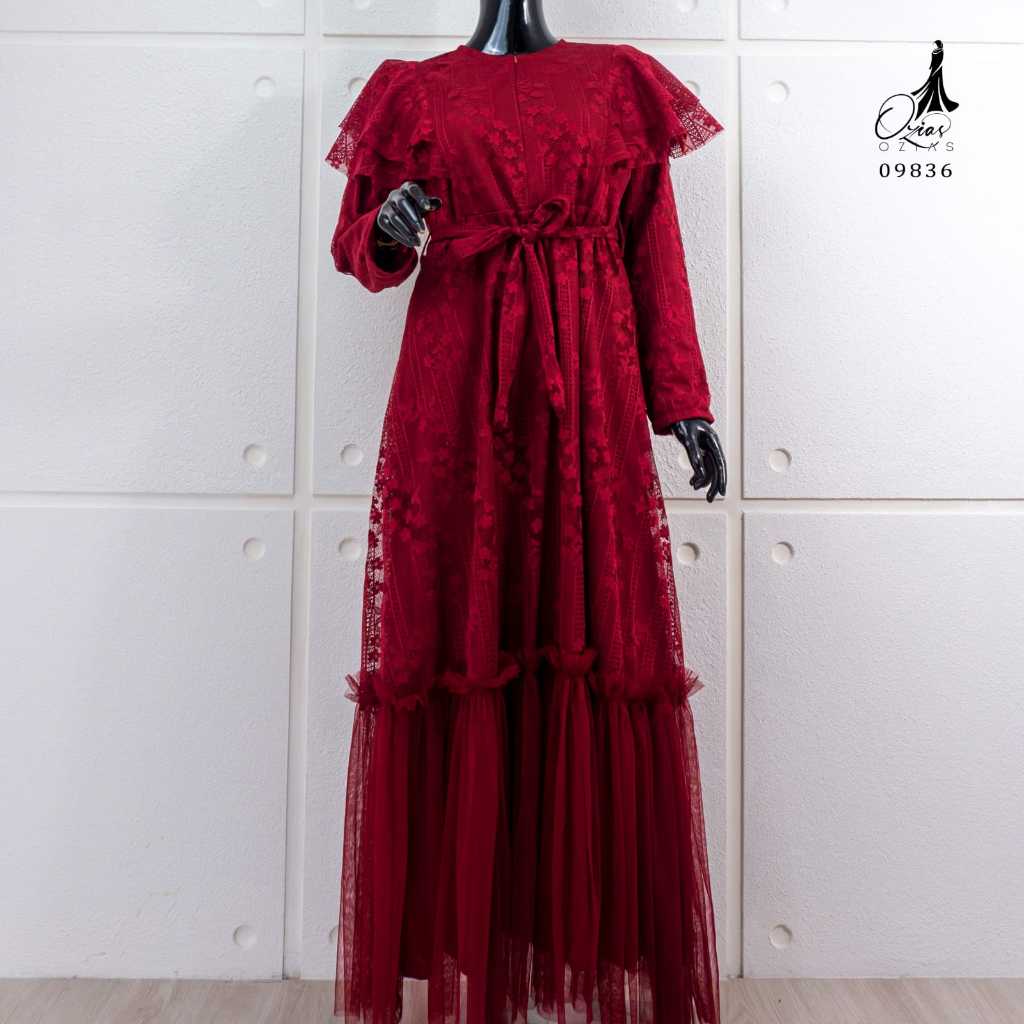 Ozias - Gamis Brokat Garden Lace 09836 Ld 105-maroon