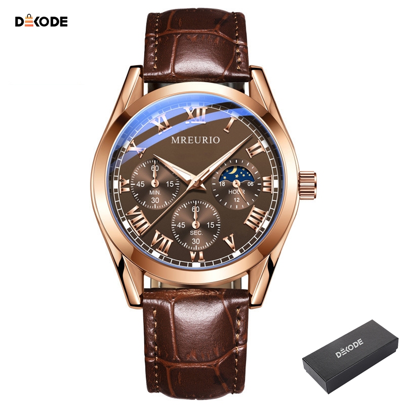 DEKODE Jam Tangan Pria  WH021 Original  Fashion Tali Kulit Business Tipis Luxury WH021