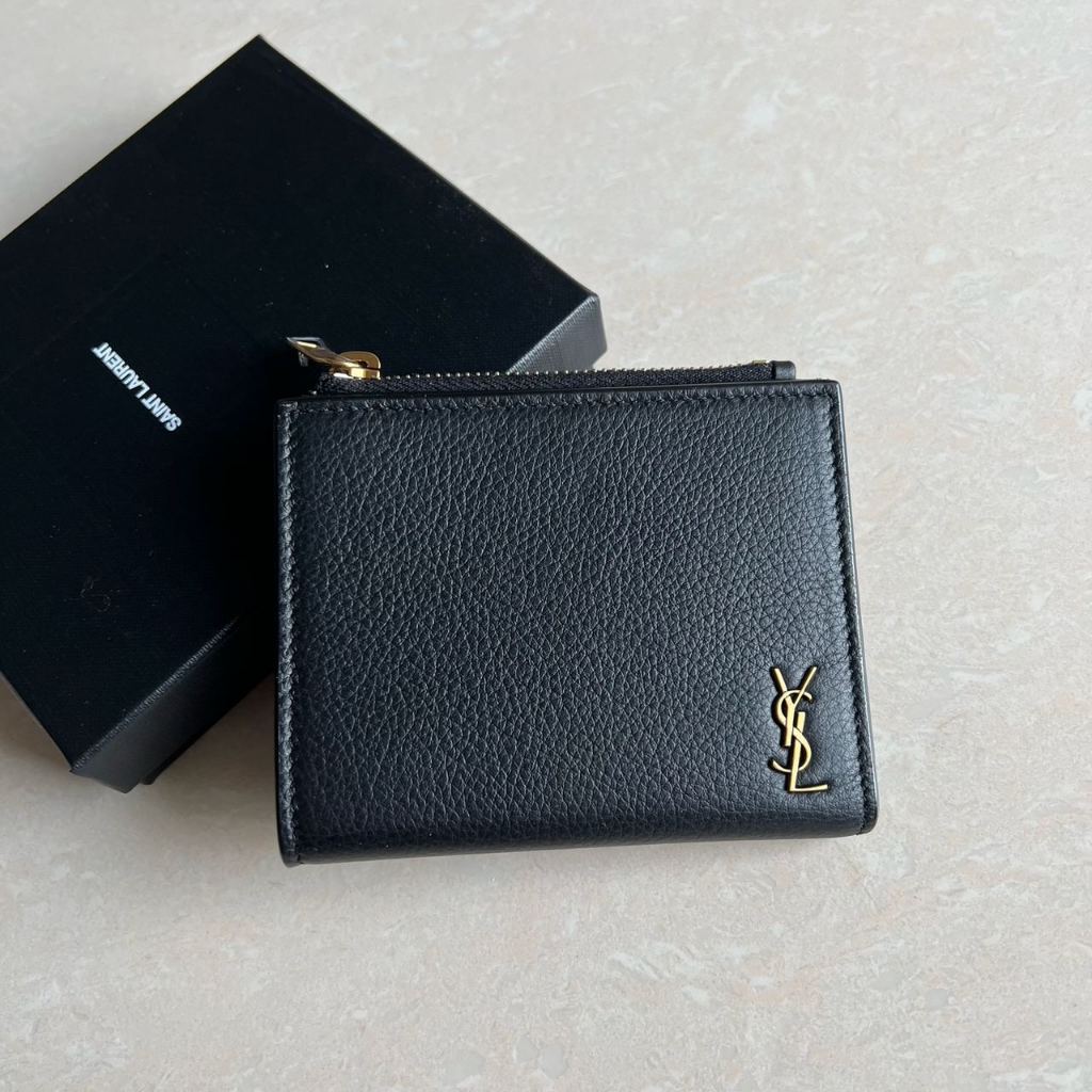 DOMPET BRANDED WANITA ORIGINAL - YSL tiny logo zipped card case photo wallet