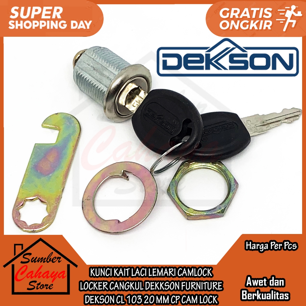 Camlock Dekkson CL 103 20MM CP Kunci Laci Cam Lock Furniture Kabinet CL103 Dekson DKS 20 MM Gergaji 