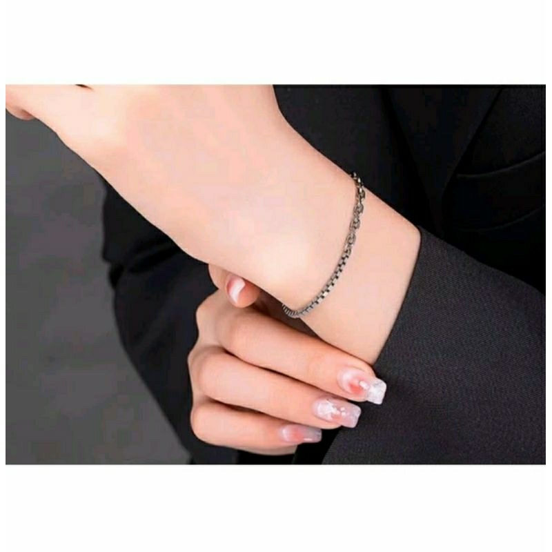 gelang titanium simpel unik pria wanita anti karat terbaru