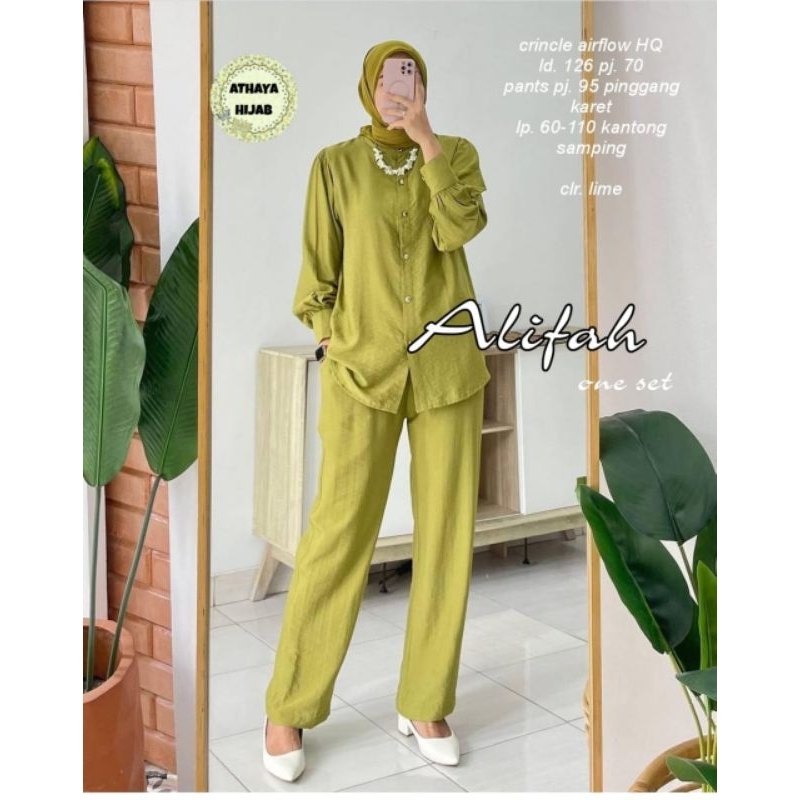 Stelan wanita ALIFAH ONESET by Athaya hijab,bahan crinkle airflow hq