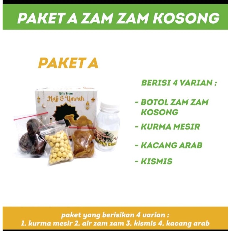 

Paket Oleh² Haji&Umroh isian 10gr Tanpa Air Zam²