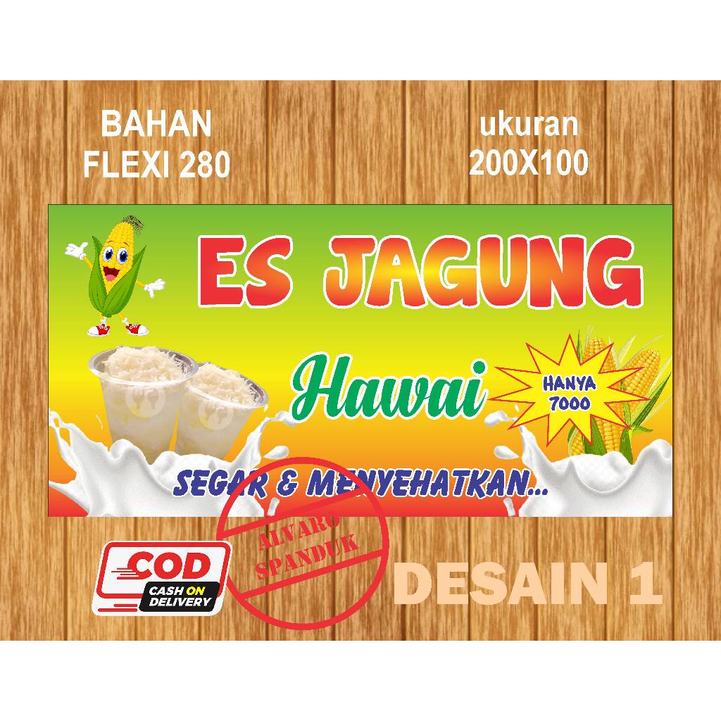 CETAK SPANDUK ES JAGUNG HAWAI 200X100