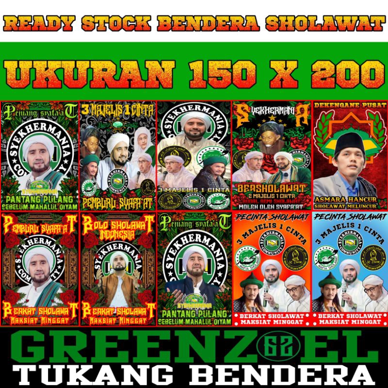 BENDERA SYEKHERMANIA DAN SHOLAWAT 150X200 TERMURAH COD ( READY STOCK )