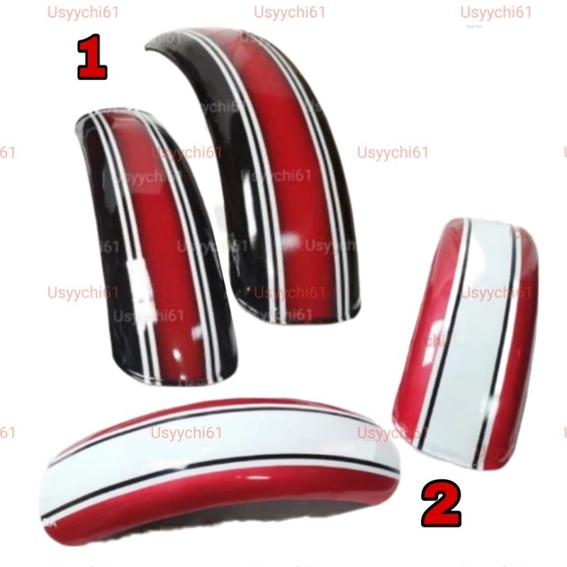 Spakbor Slebor Cat Motor Japstyle Bobber Custom Kombinasi warna List putih merah