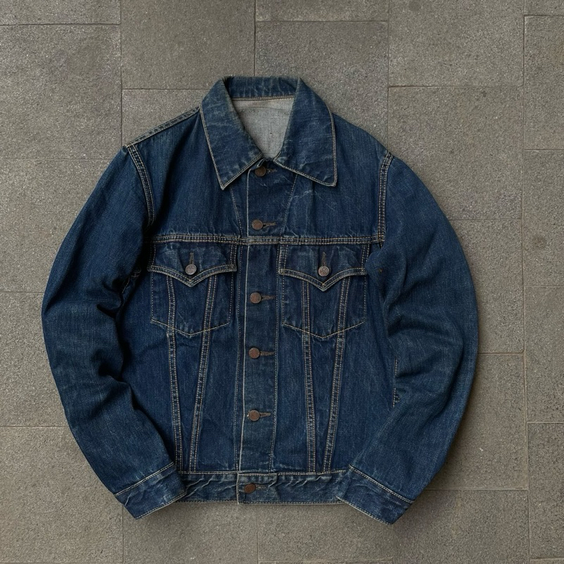 jaket jeans vtg selvedge bahan kaku