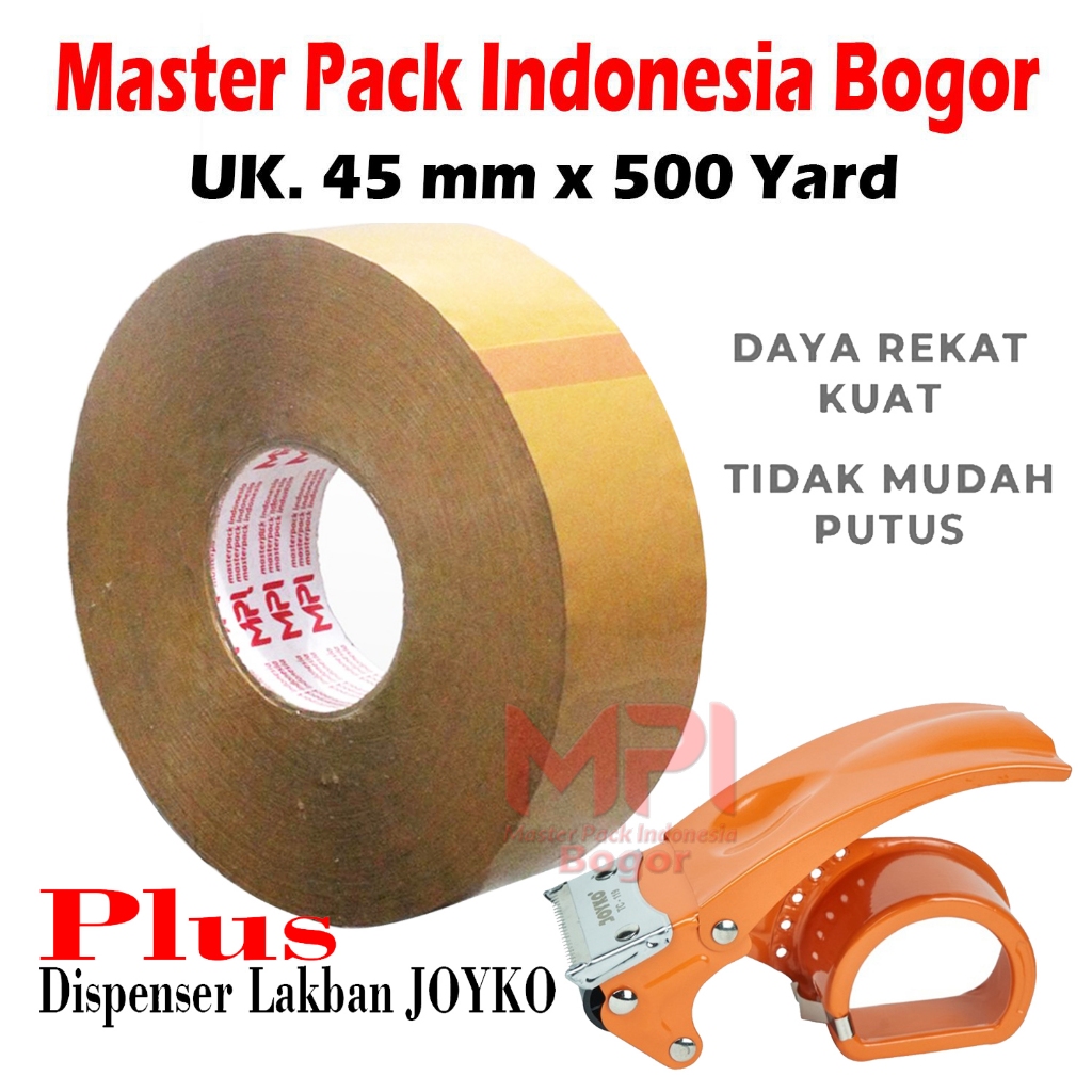 

Lakban Coklat JUMBO MPI 45 mm x 500 yard + Dispenser Lakban Joyko - Master Pack Indonesia Bogor