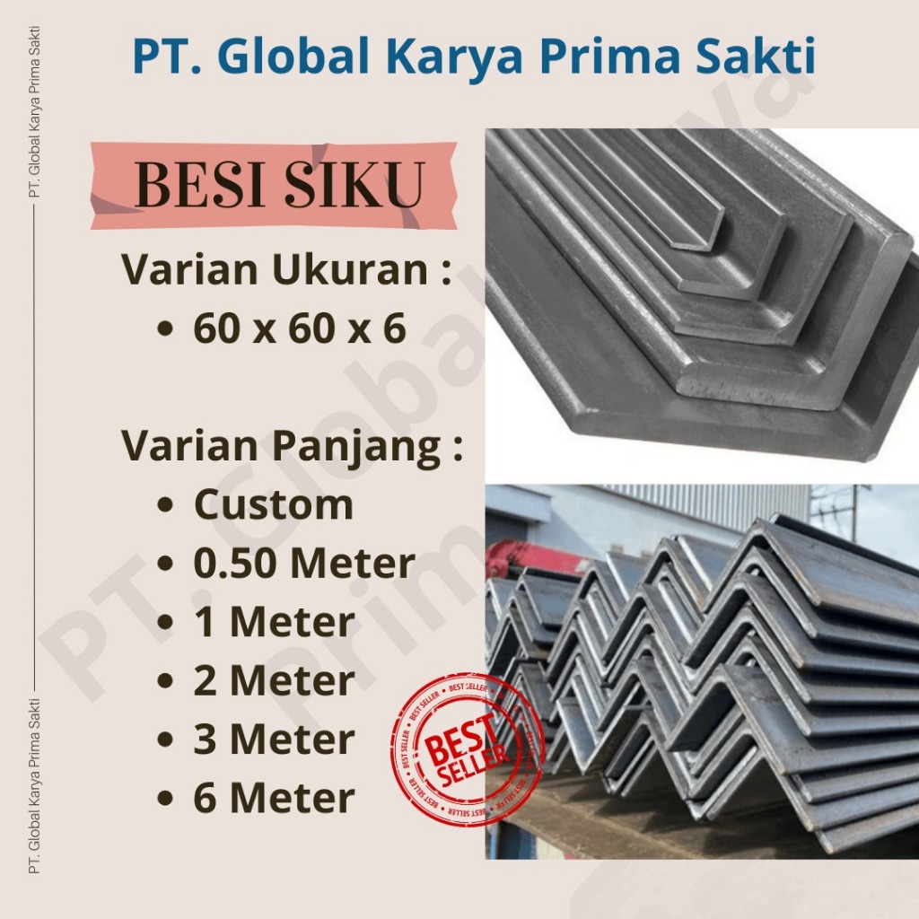 Besi Siku 60 x 60 x 6 x 2 Meter