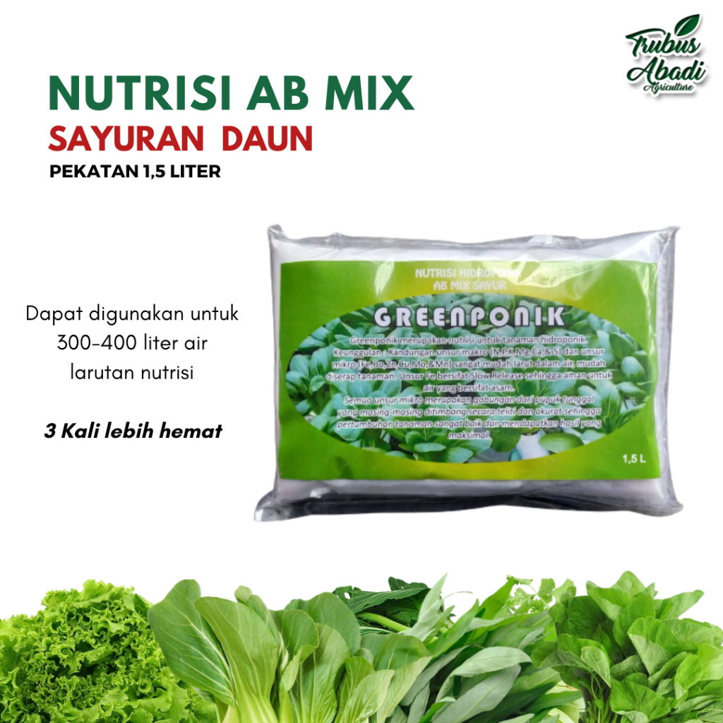 Ab Mix Nutrisi Hidroponik Sayuran Daun Pekatan 1,5 Liter