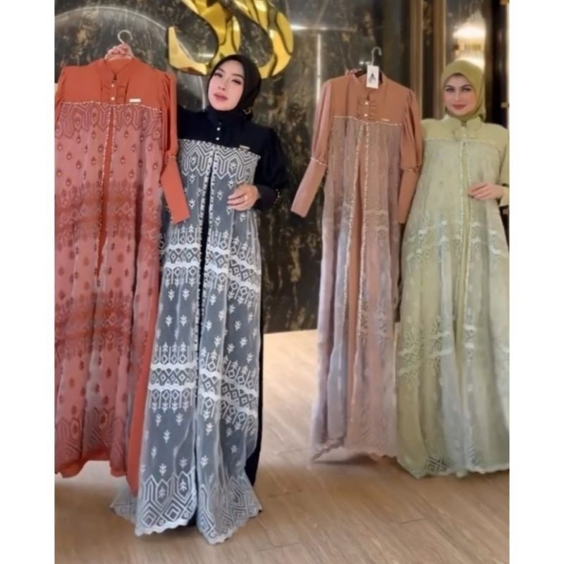 Gamis Mewah Payet Brokat Ori Shellasaukia