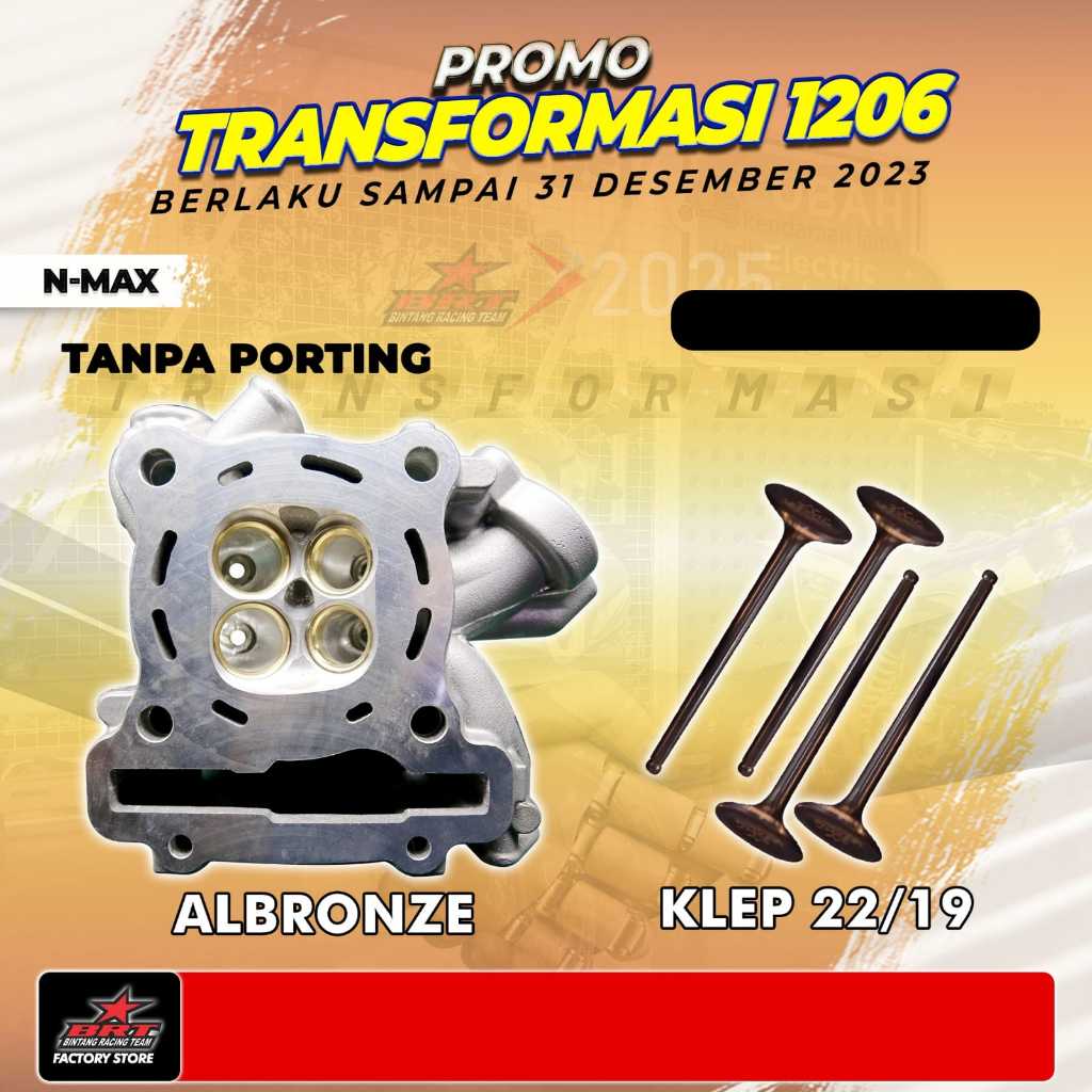 HEAD NMAX TANPA PORTING BRT - KLEP NMAX 22 19 ISI 4