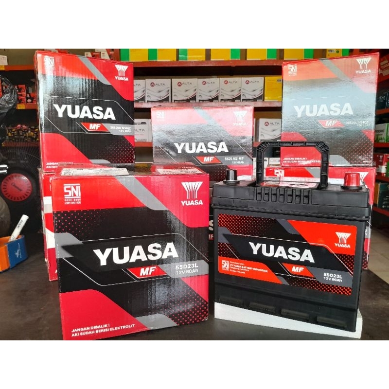 TOP BRAND // YUASA KERING 55D23L - 60 AMPER // AKI MOBIL XTRAIL, KIA RIO, GRAND ESCUDO (2004-2014), 