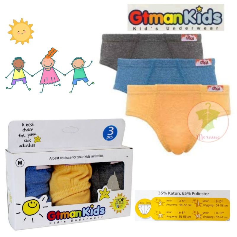 3PCS CD ANAK PRIA GT MAN GMX KIDS DUS PUTIH/UNDERWEAR
