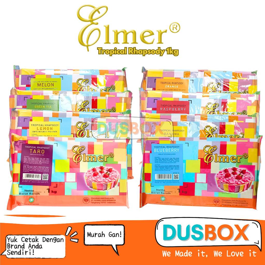 

Elmer Tropical Rhapsody / Coklat Batang Elmer 1 kg / Elmer Tropical Rhapsody Taro / Elmer Tropical Rhapsody Strawberry / Elmer Tropical Rhapsody Blueberry