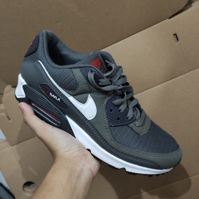 SEPATU SNEAKERS NIKE AIR MAX 90  GREY WHITE RED DR0145 003 ORIGINAL